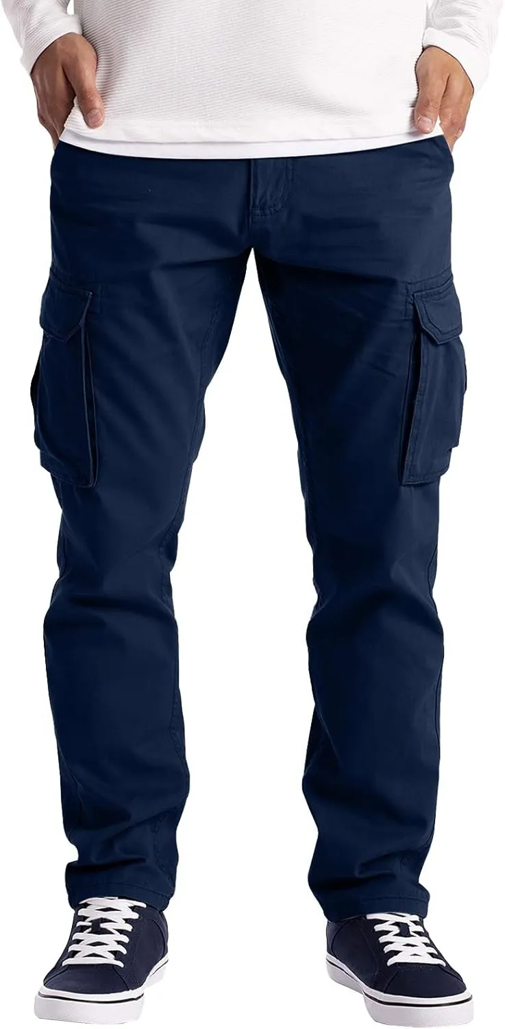 Cargo Pants for Men Big and Tall, Zipper Pockets Running Athletic Workout Pants Tapered Sweatpants for Men Golf Track