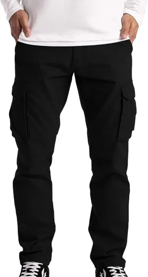 Cargo Pants for Men Big and Tall, Zipper Pockets Running Athletic Workout Pants Tapered Sweatpants for Men Golf Track