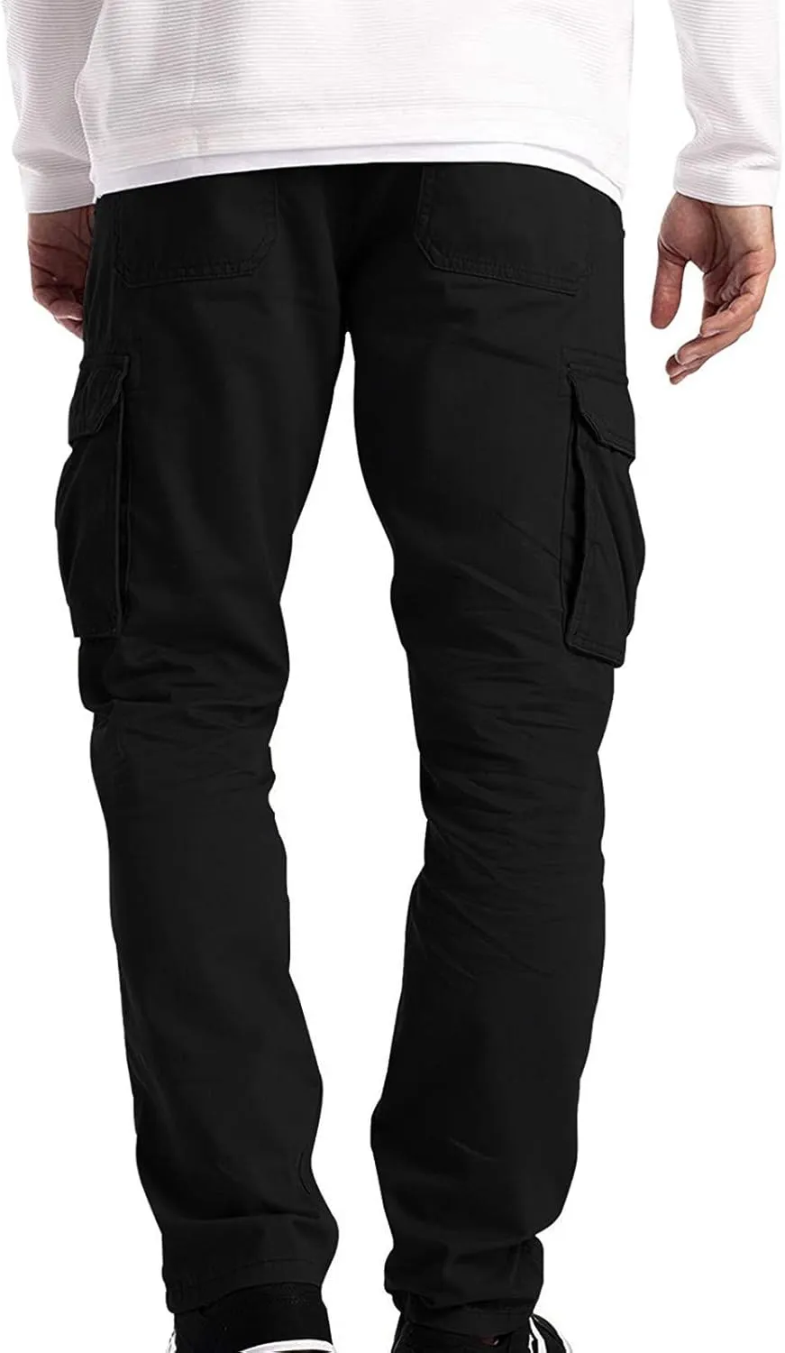 Cargo Pants for Men Big and Tall, Zipper Pockets Running Athletic Workout Pants Tapered Sweatpants for Men Golf Track
