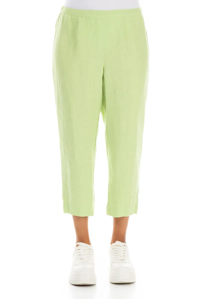 Cropped Light Lime Linen Trousers