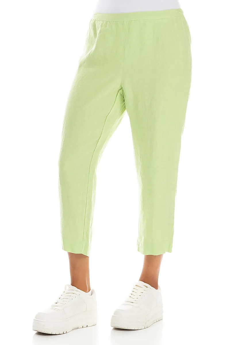 Cropped Light Lime Linen Trousers