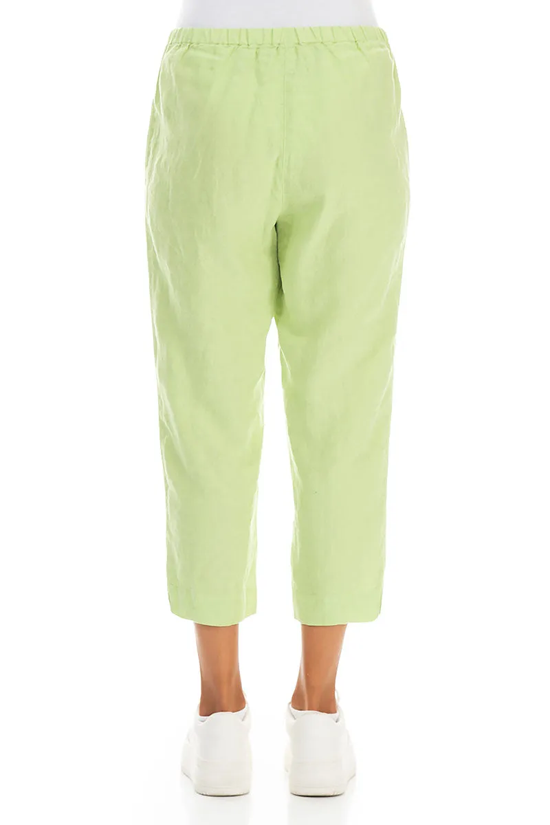 Cropped Light Lime Linen Trousers