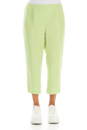 Cropped Light Lime Linen Trousers