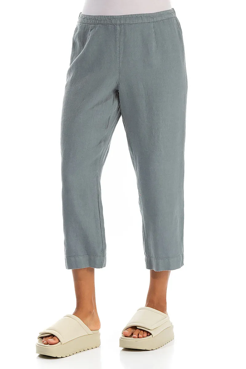 Cropped Sage Linen Trousers