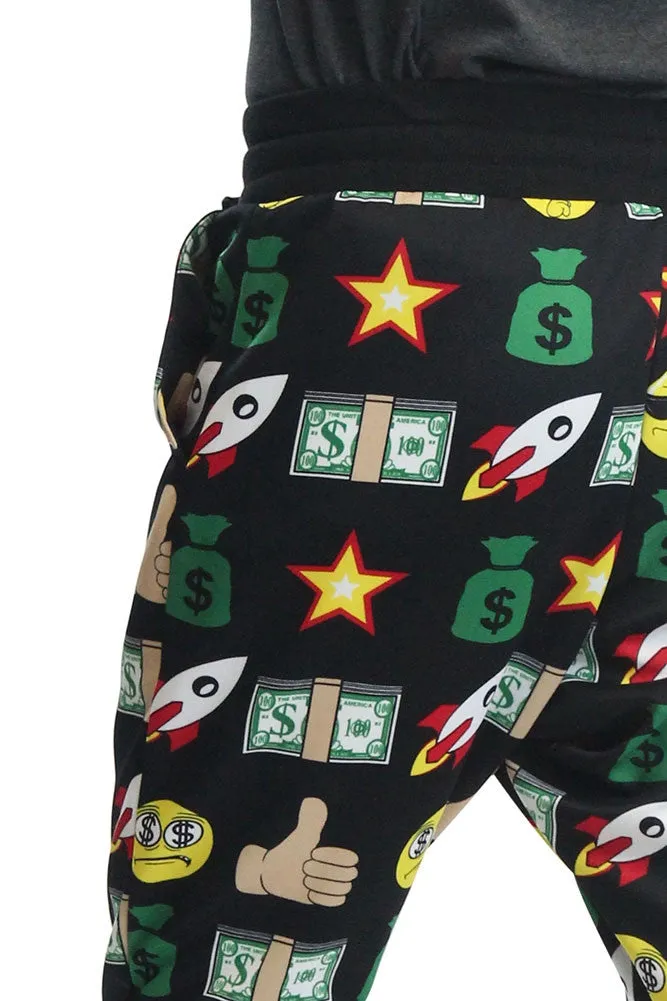 Emoji Print French Terry Jogger Shorts