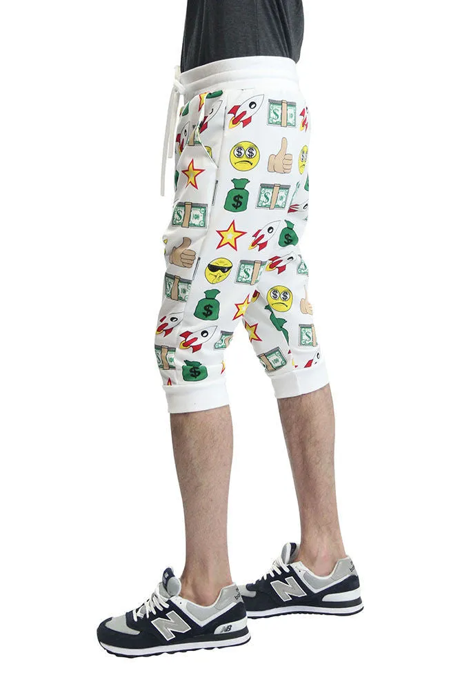 Emoji Print French Terry Jogger Shorts