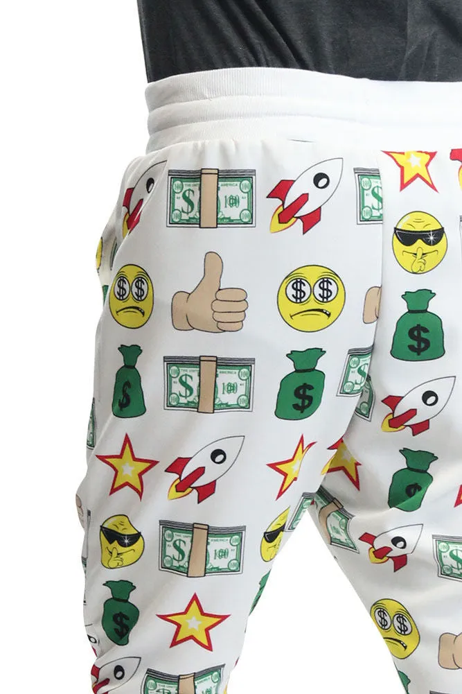 Emoji Print French Terry Jogger Shorts