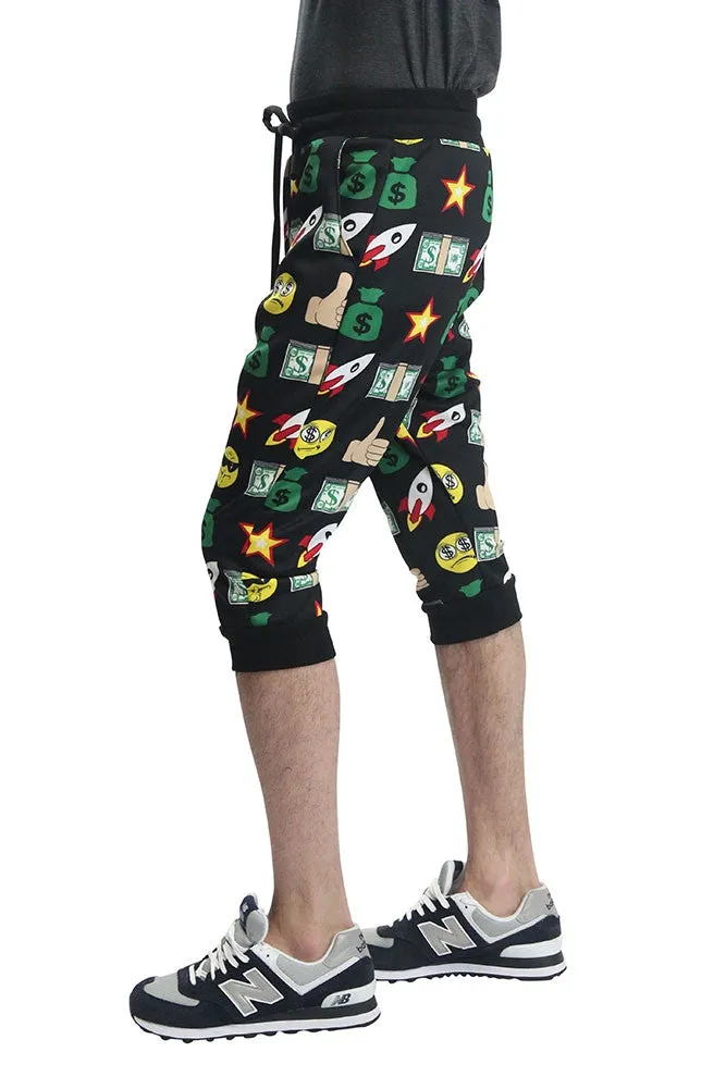 Emoji Print French Terry Jogger Shorts