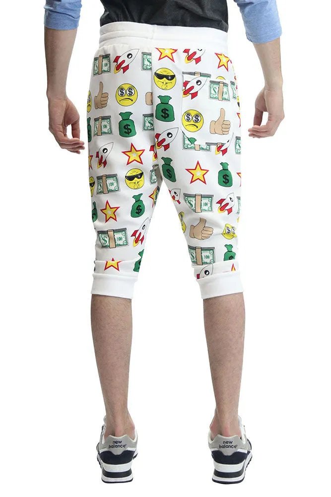 Emoji Print French Terry Jogger Shorts