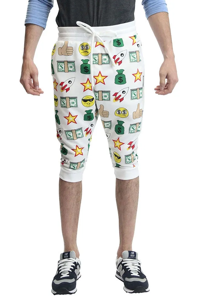 Emoji Print French Terry Jogger Shorts