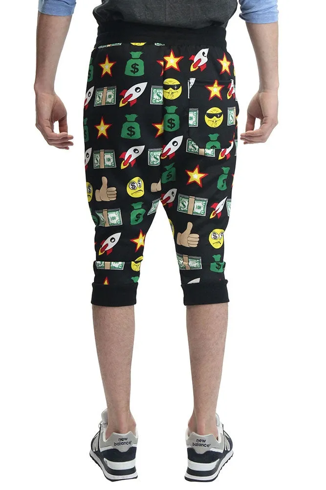 Emoji Print French Terry Jogger Shorts