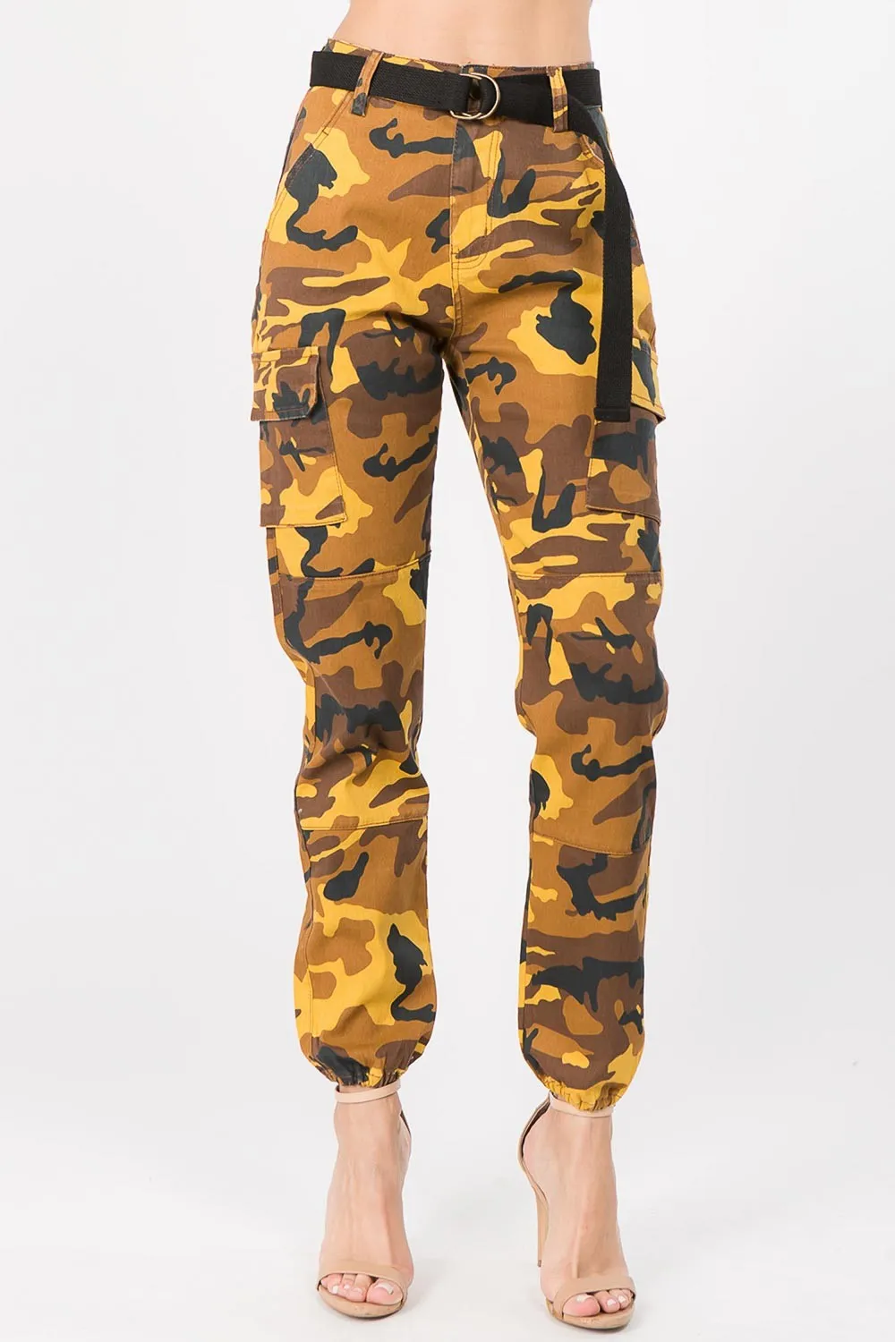 Essential High Waist Camo Cargo Joggers