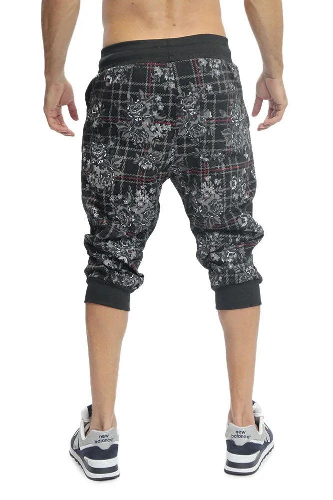 Floral Plaid French Terry Jogger Shorts