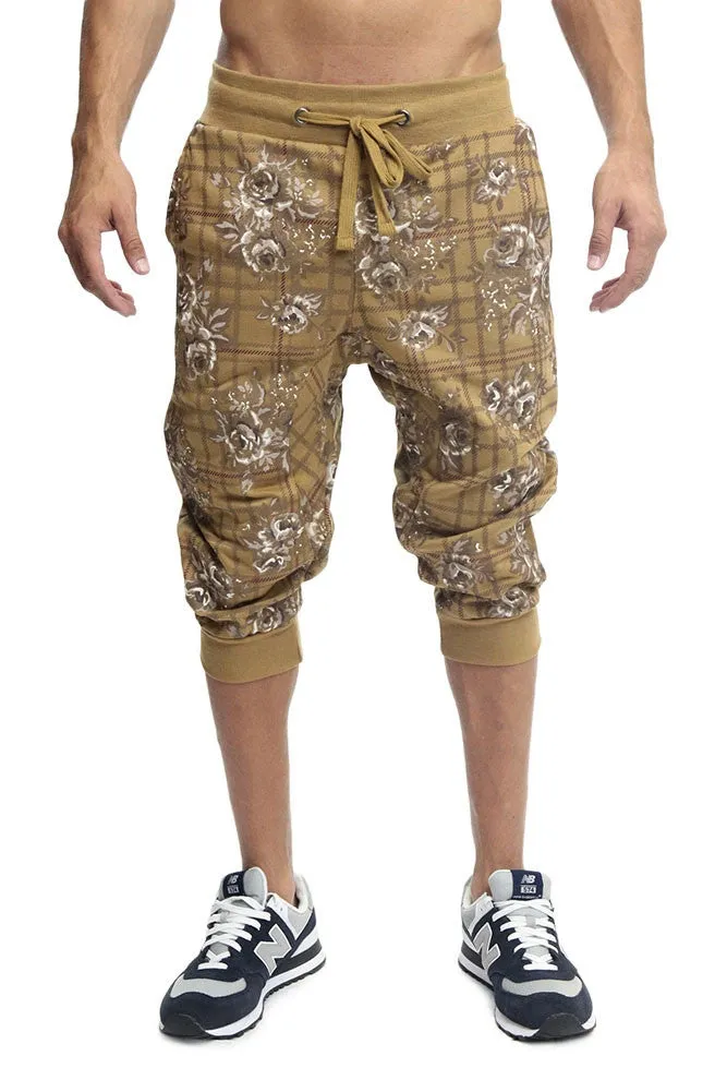 Floral Plaid French Terry Jogger Shorts