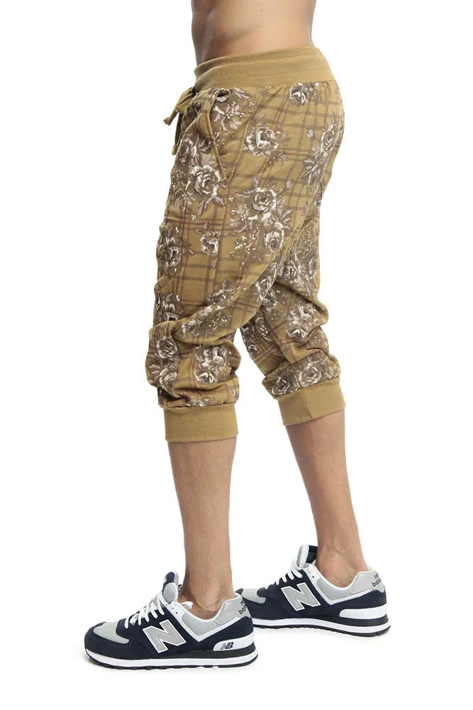 Floral Plaid French Terry Jogger Shorts