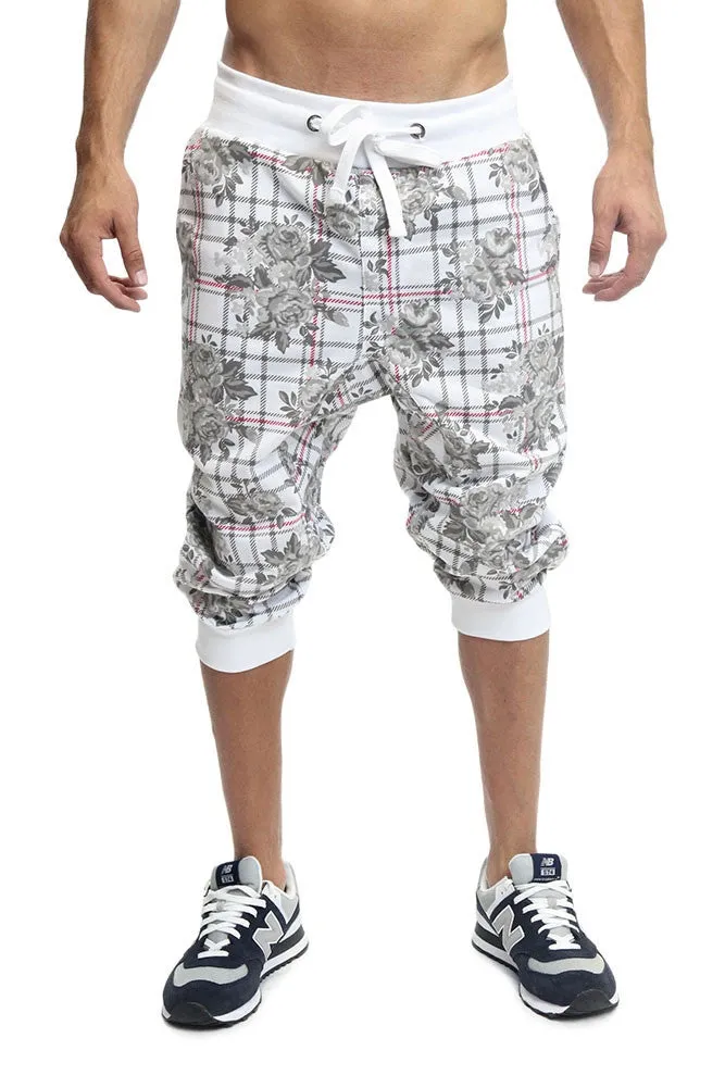 Floral Plaid French Terry Jogger Shorts
