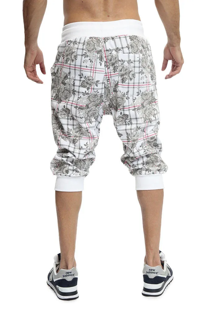 Floral Plaid French Terry Jogger Shorts