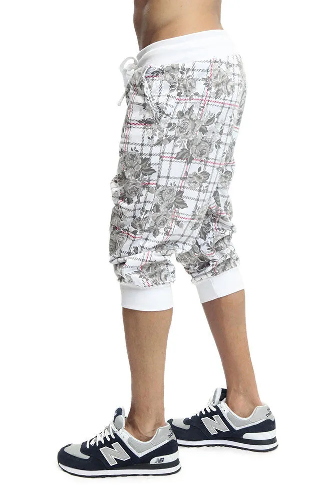 Floral Plaid French Terry Jogger Shorts