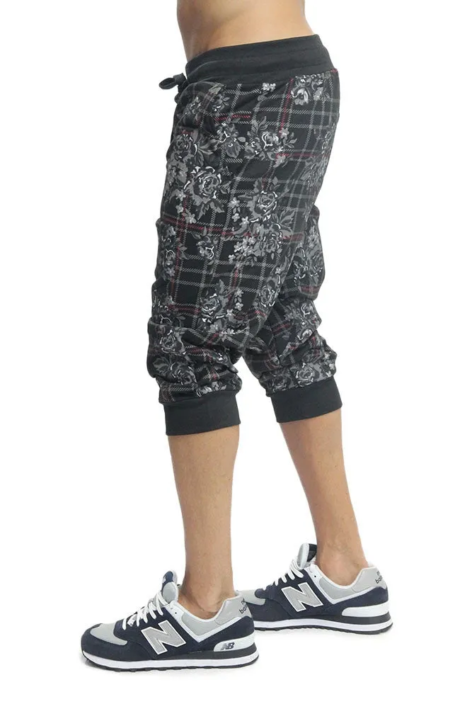 Floral Plaid French Terry Jogger Shorts