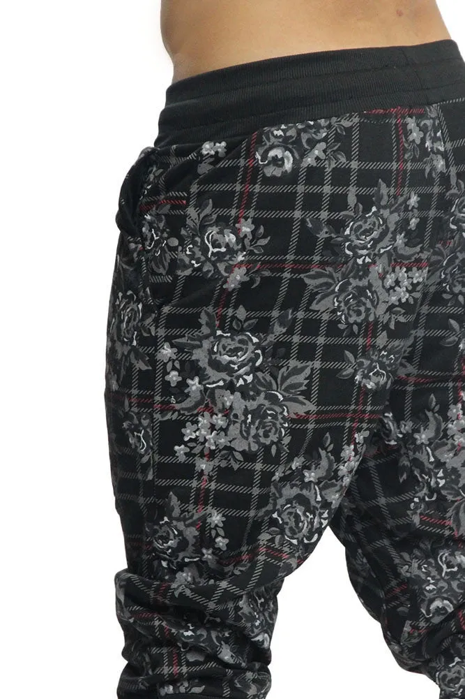 Floral Plaid French Terry Jogger Shorts