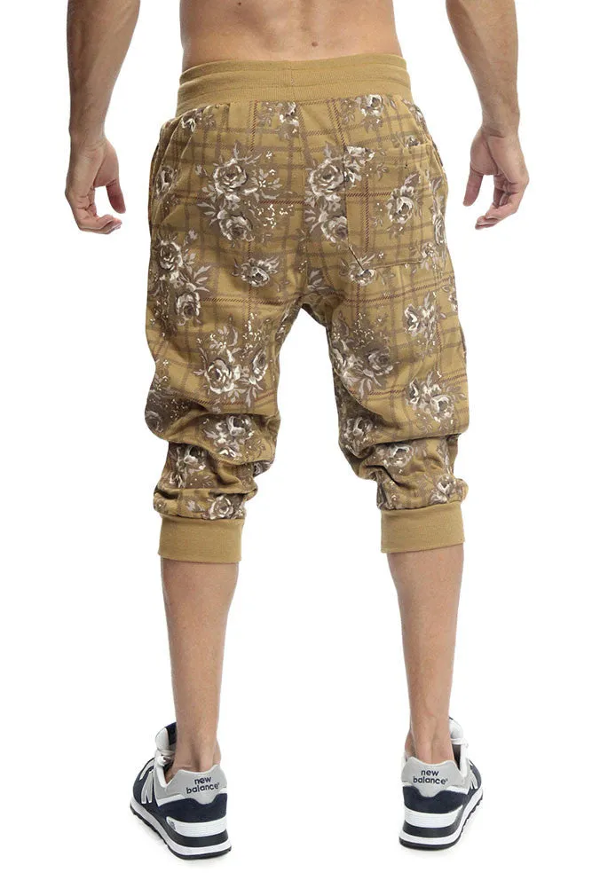Floral Plaid French Terry Jogger Shorts