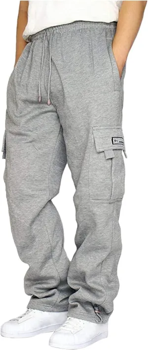 GOFULY Men Cargo Pants with Pockets Baggy Drawstring Elastic Waist Sweatpants Work Pants Stretch Athletic Joggers Trousers