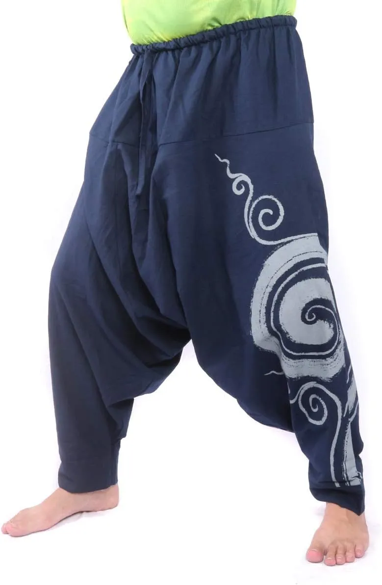 Harem Pants  Cotton One Size, Unisex Boho Aladdin Baggy Trousers for Men & Women  Hippie Lounge Chic
