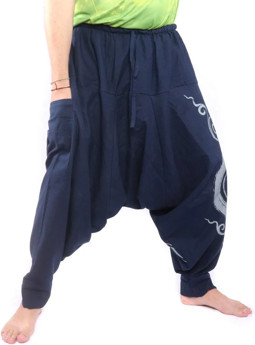 Harem Pants  Cotton One Size, Unisex Boho Aladdin Baggy Trousers for Men & Women  Hippie Lounge Chic
