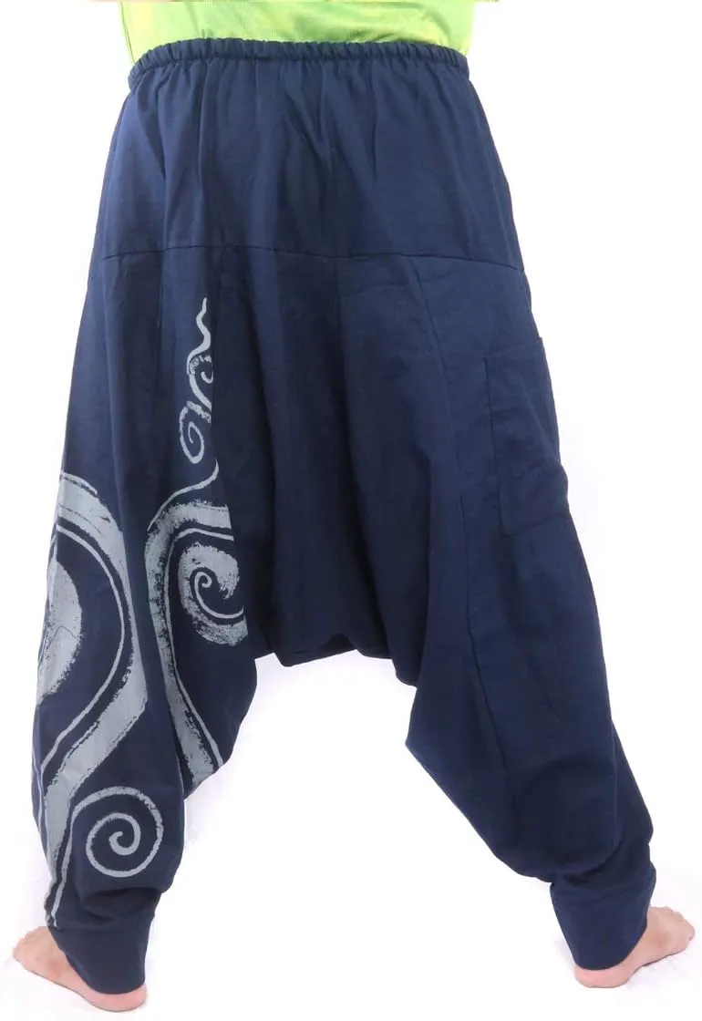 Harem Pants  Cotton One Size, Unisex Boho Aladdin Baggy Trousers for Men & Women  Hippie Lounge Chic
