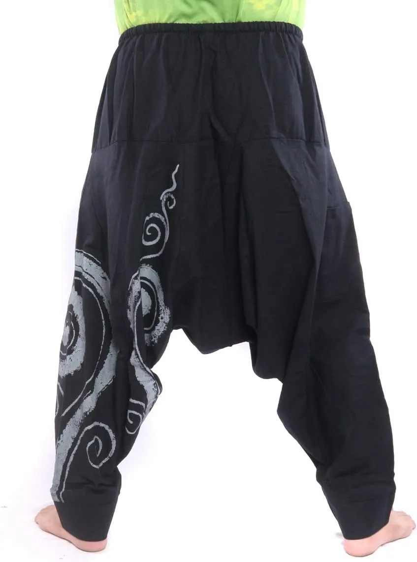Harem Pants  Cotton One Size, Unisex Boho Aladdin Baggy Trousers for Men & Women  Hippie Lounge Chic