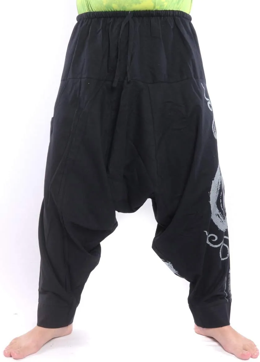 Harem Pants  Cotton One Size, Unisex Boho Aladdin Baggy Trousers for Men & Women  Hippie Lounge Chic