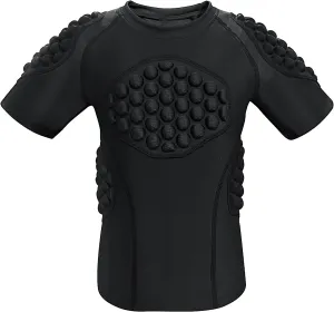 Kids Padded Shirts Short Sleeve Compression Chest and Rib Protector T Shirt Youth Protective Gear