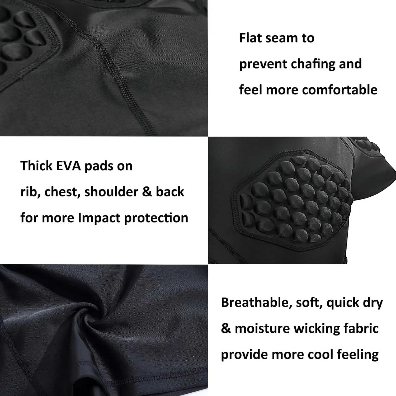 Kids Padded Shirts Short Sleeve Compression Chest and Rib Protector T Shirt Youth Protective Gear