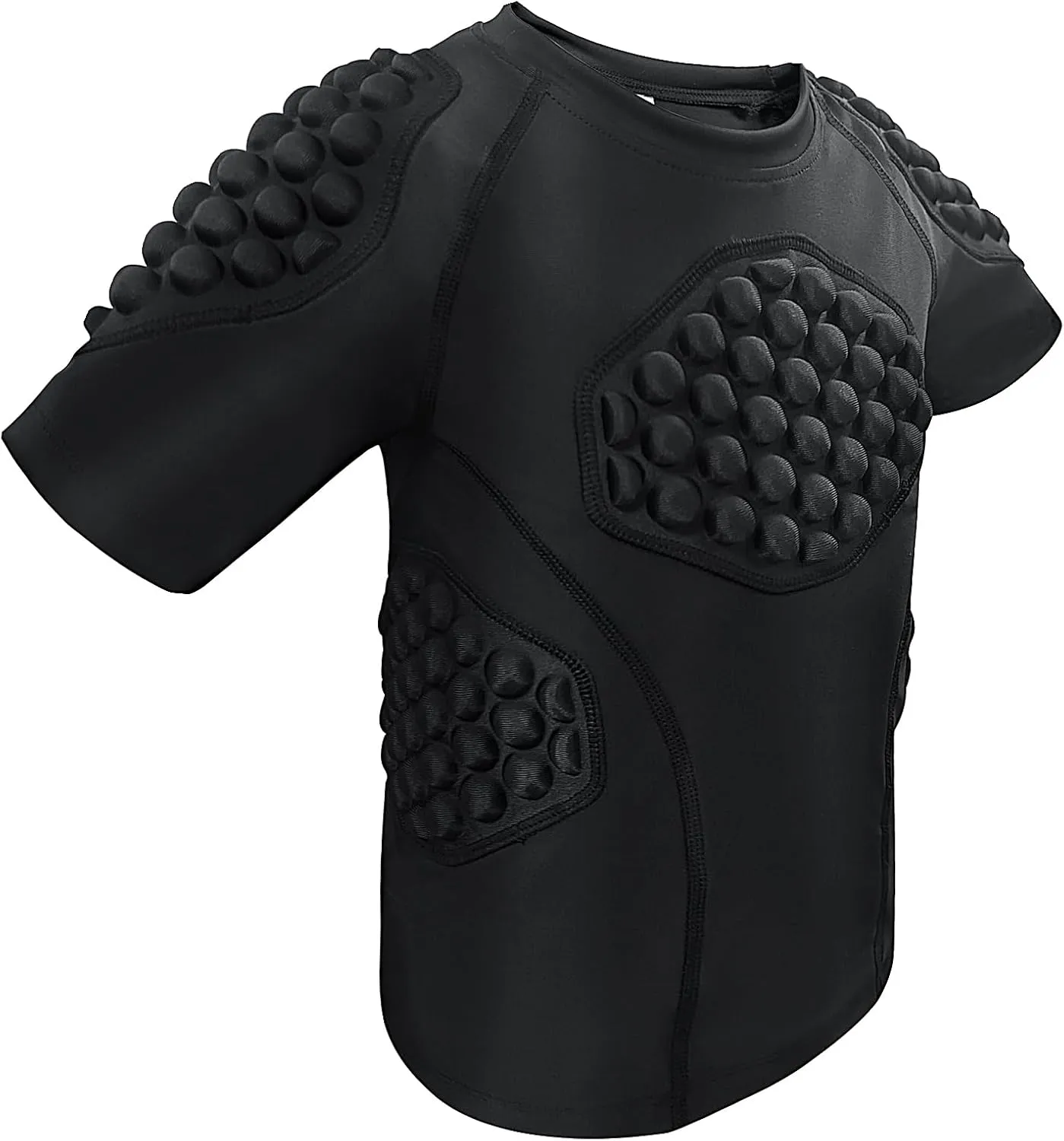 Kids Padded Shirts Short Sleeve Compression Chest and Rib Protector T Shirt Youth Protective Gear