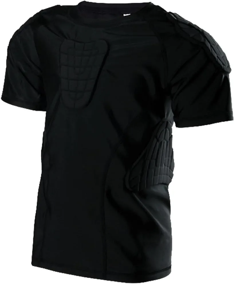 Kids Padded Shirts Short Sleeve Compression Chest and Rib Protector T Shirt Youth Protective Gear