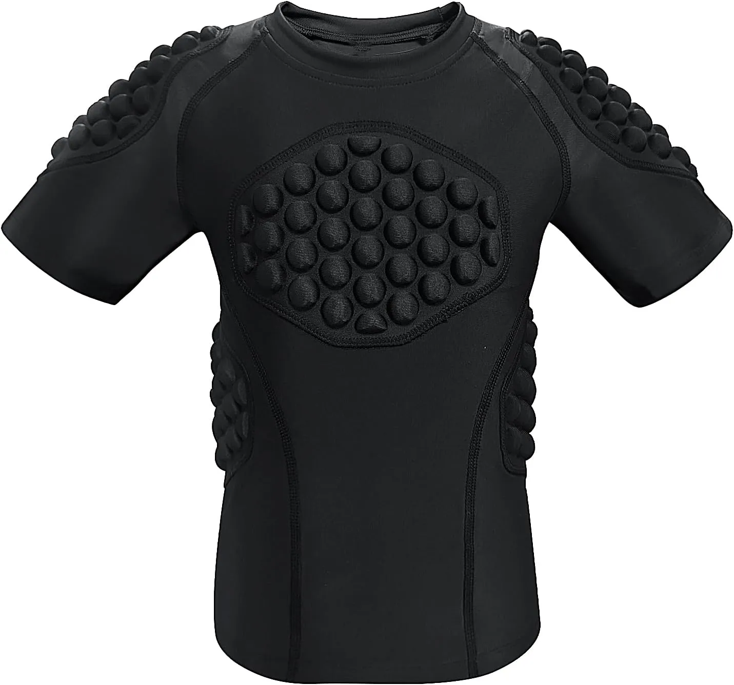 Kids Padded Shirts Short Sleeve Compression Chest and Rib Protector T Shirt Youth Protective Gear