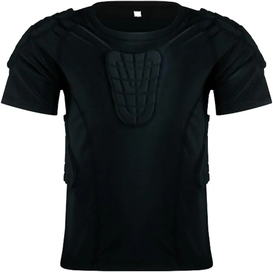 Kids Padded Shirts Short Sleeve Compression Chest and Rib Protector T Shirt Youth Protective Gear