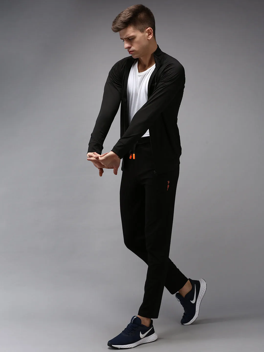 Men Black Solid Track Pants