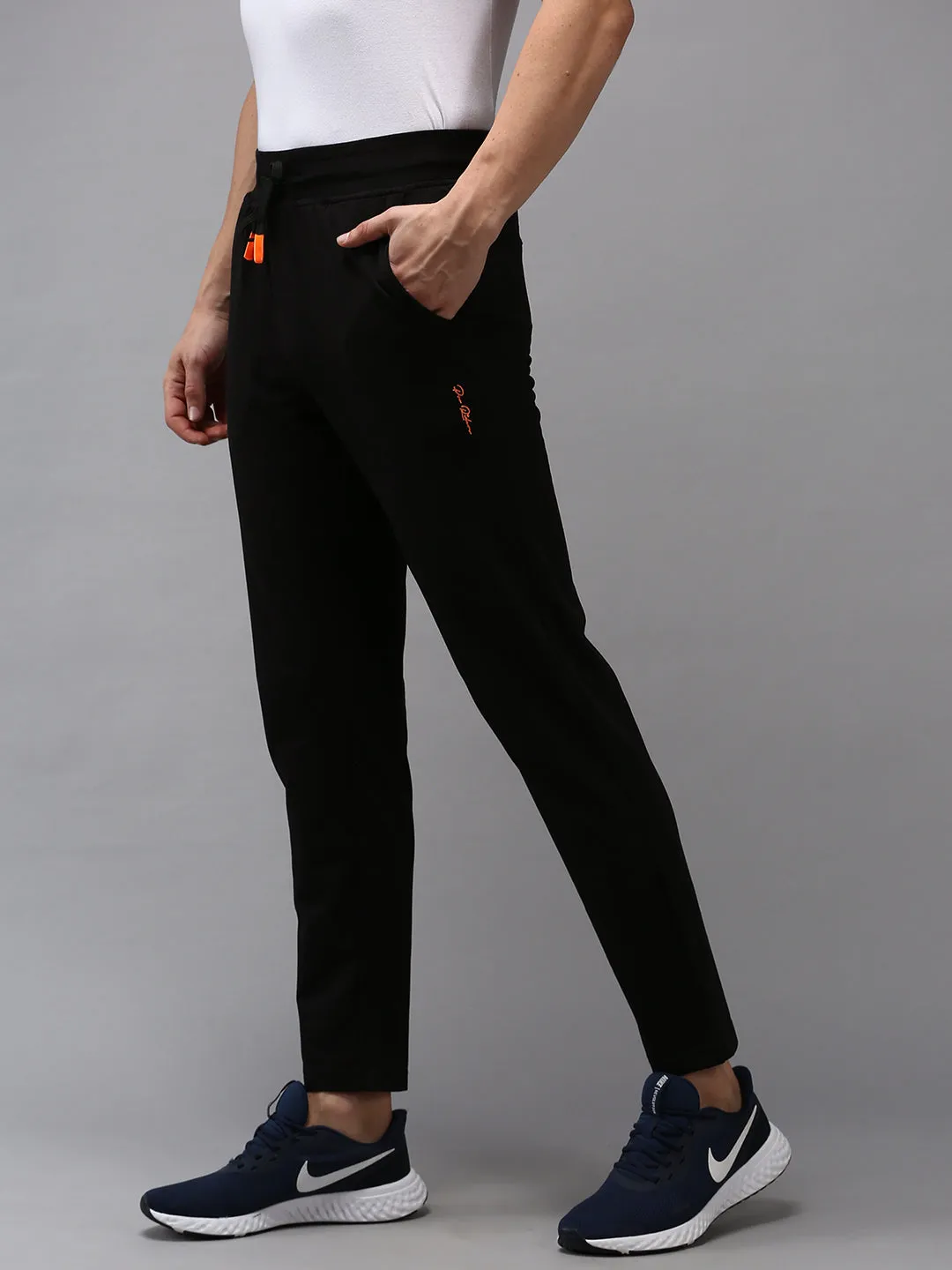 Men Black Solid Track Pants