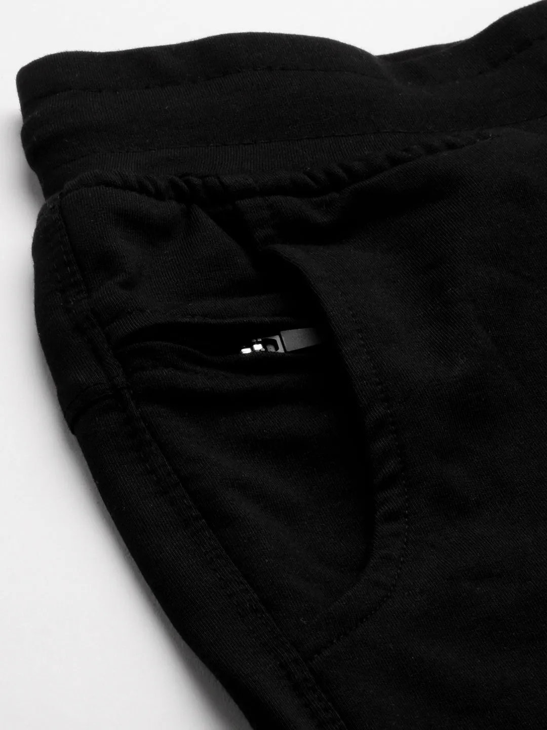 Men Black Solid Track Pants