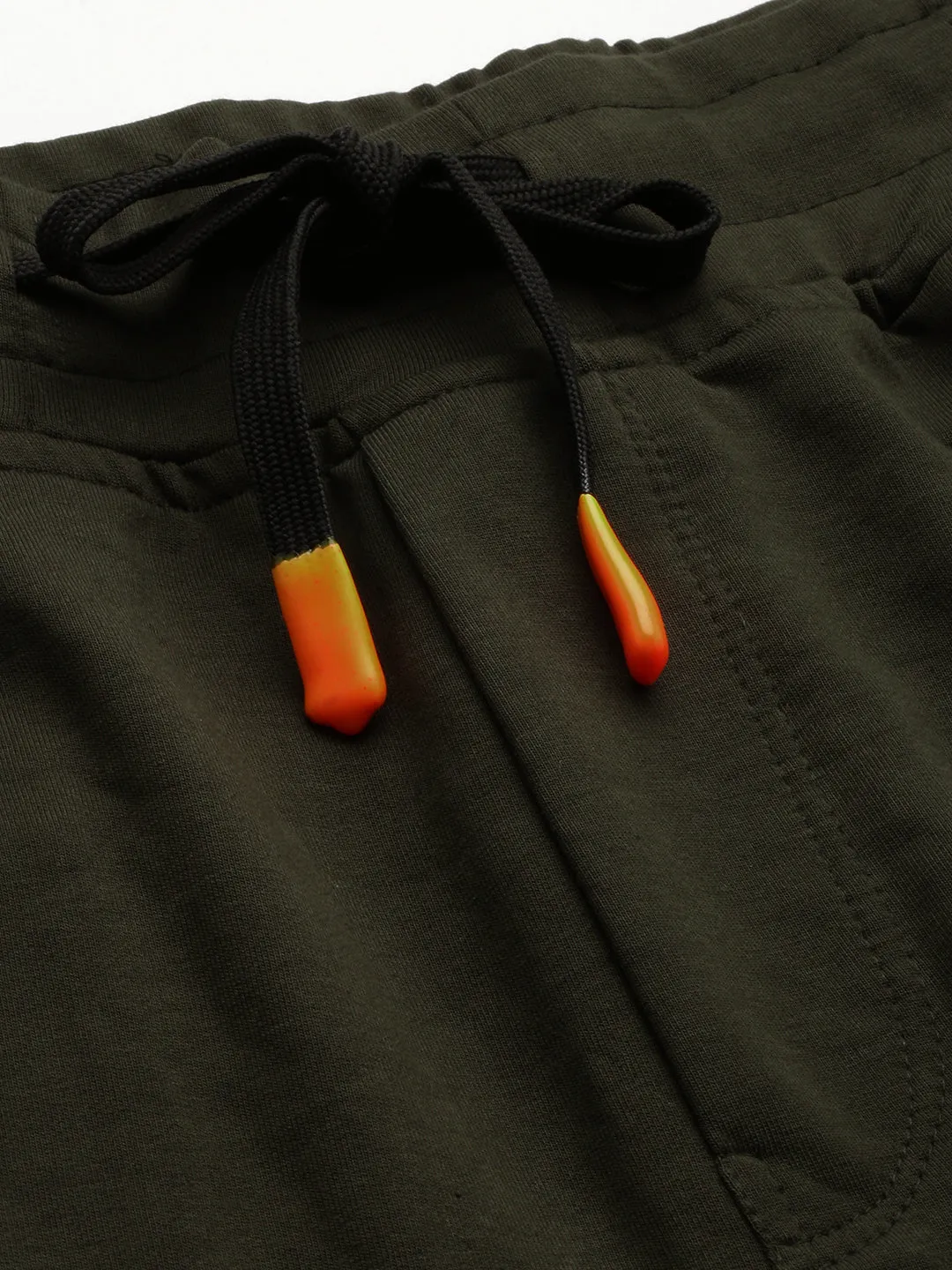 Men Olive Solid Track Pants