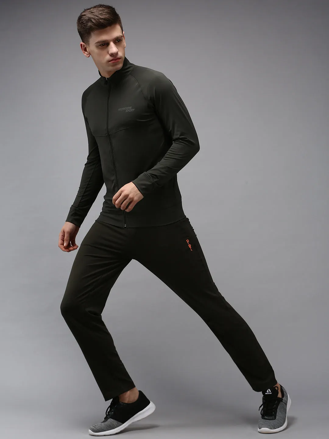 Men Olive Solid Track Pants