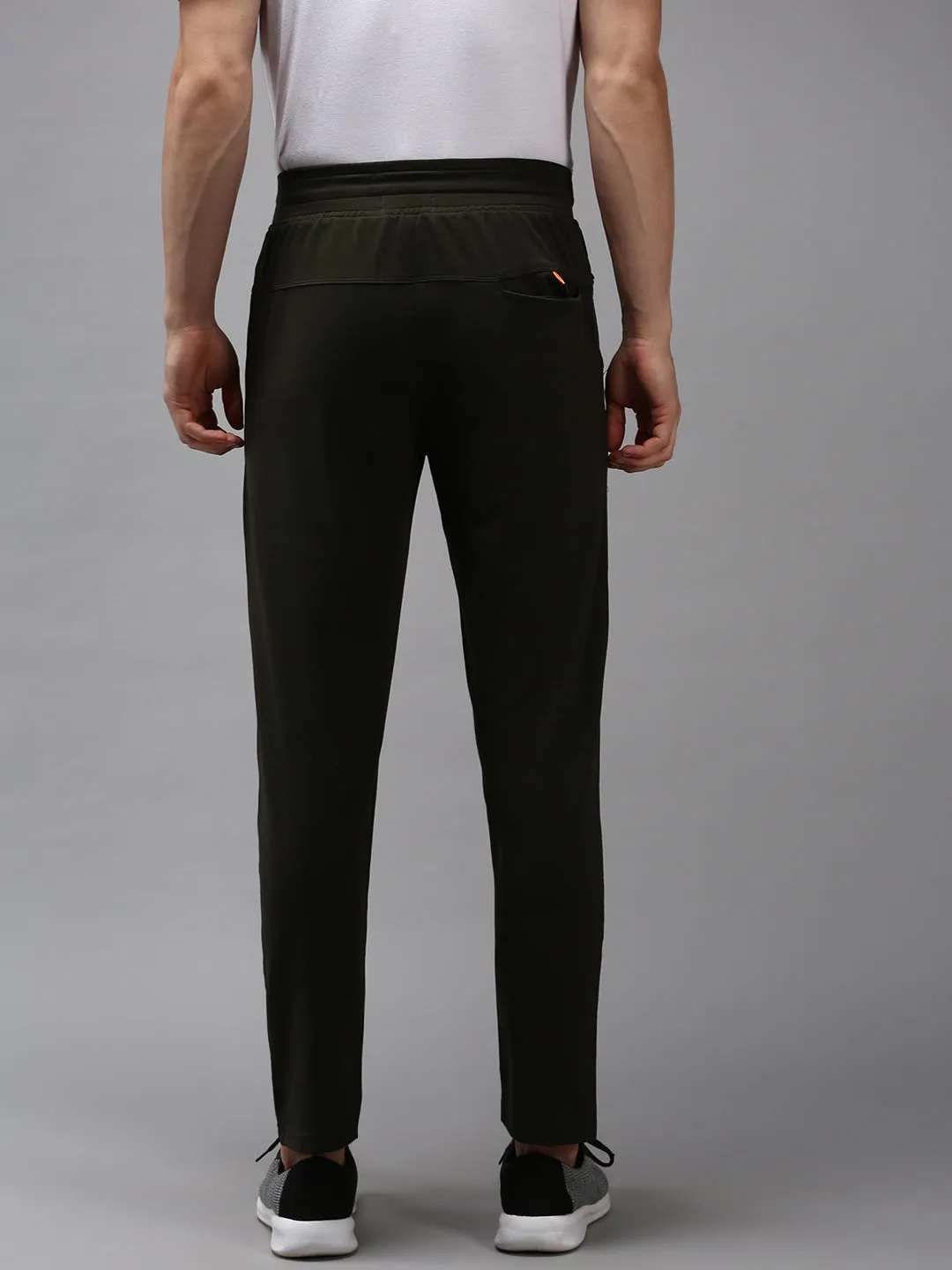Men Olive Solid Track Pants