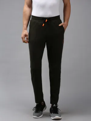Men Olive Solid Track Pants
