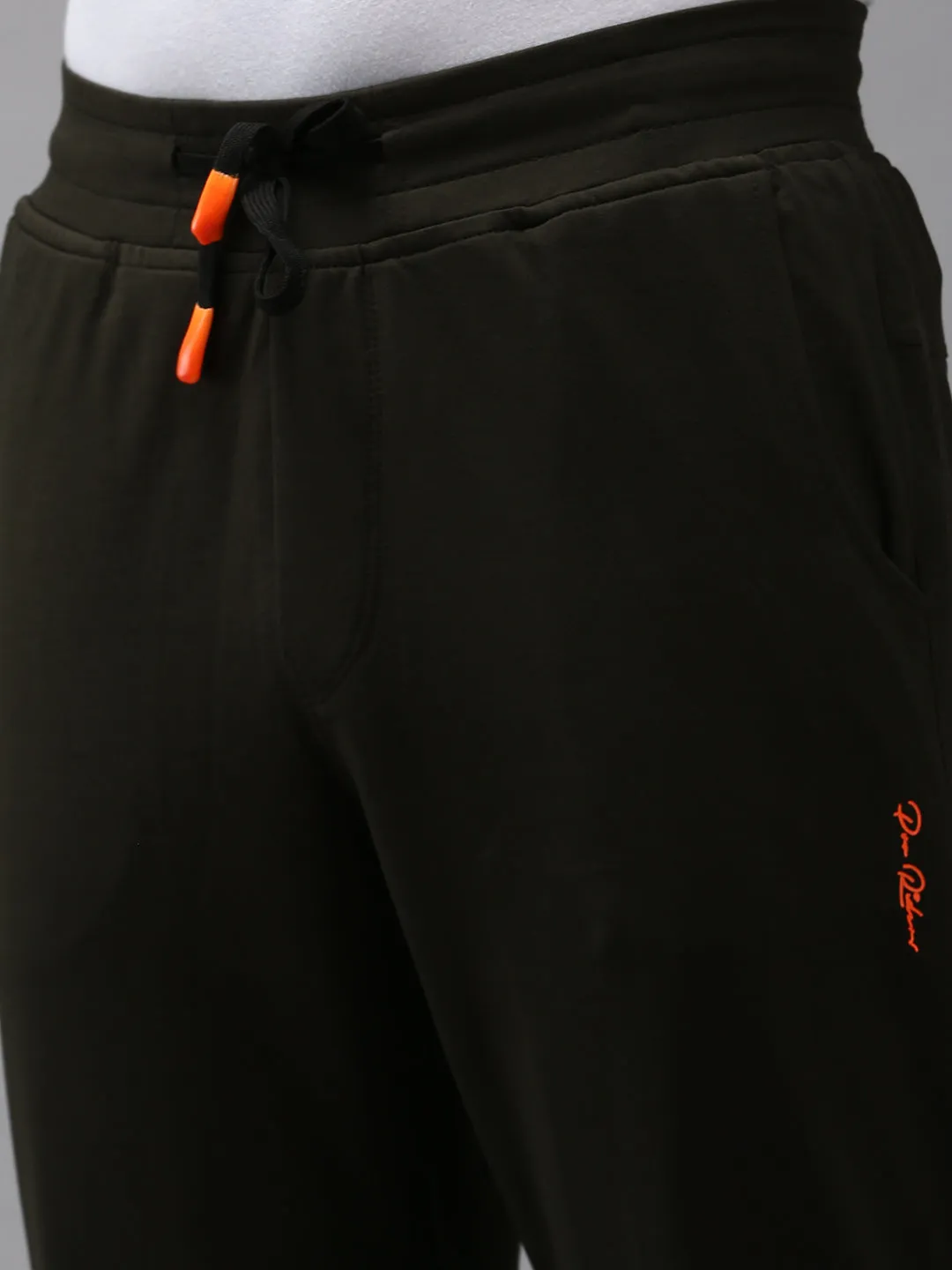 Men Olive Solid Track Pants
