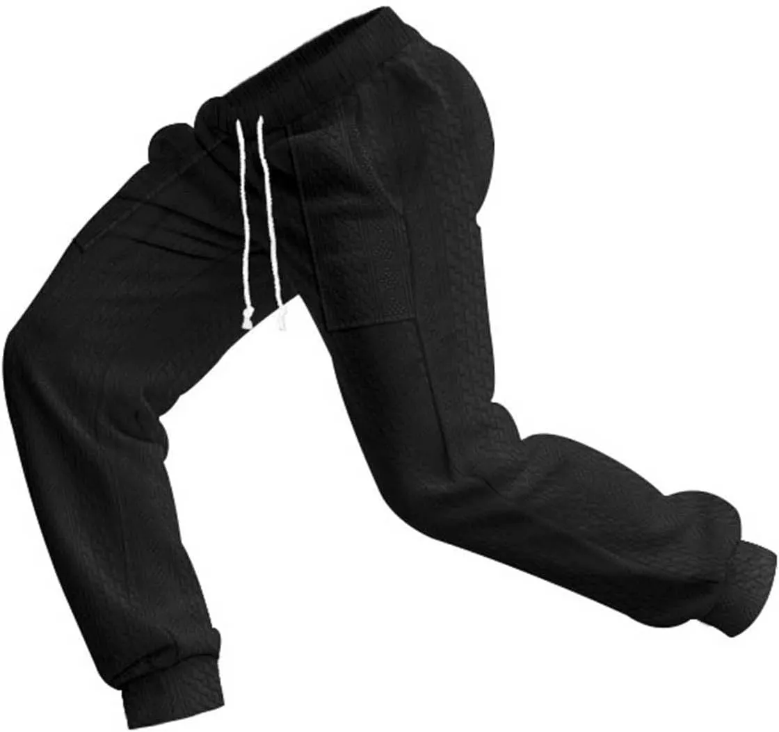 Men Slim Fit Cargo Pants Casual Outdoor Hiking Pants for Men Athletic Joggers Sweatpants Hiking Drawstring Sweatpants