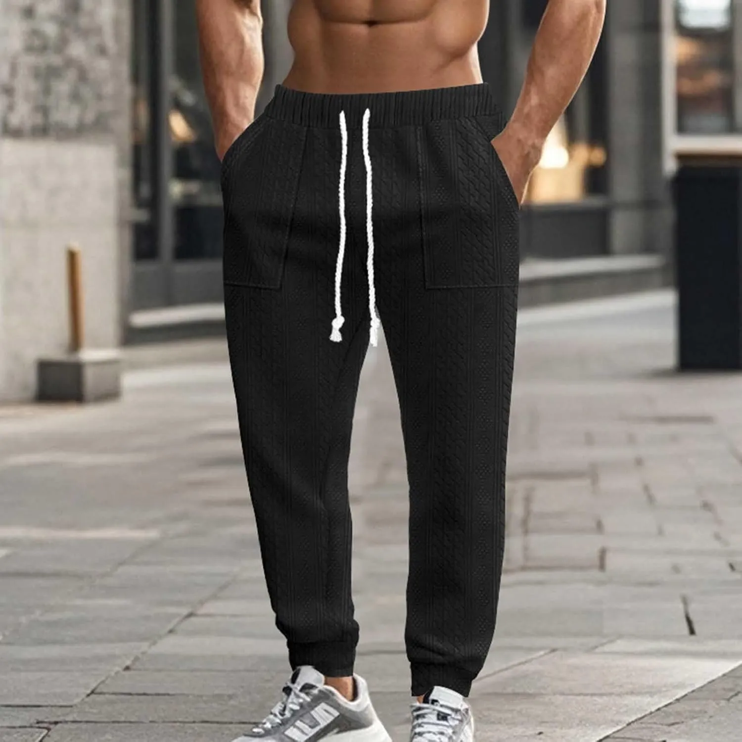 Men Slim Fit Cargo Pants Casual Outdoor Hiking Pants for Men Athletic Joggers Sweatpants Hiking Drawstring Sweatpants