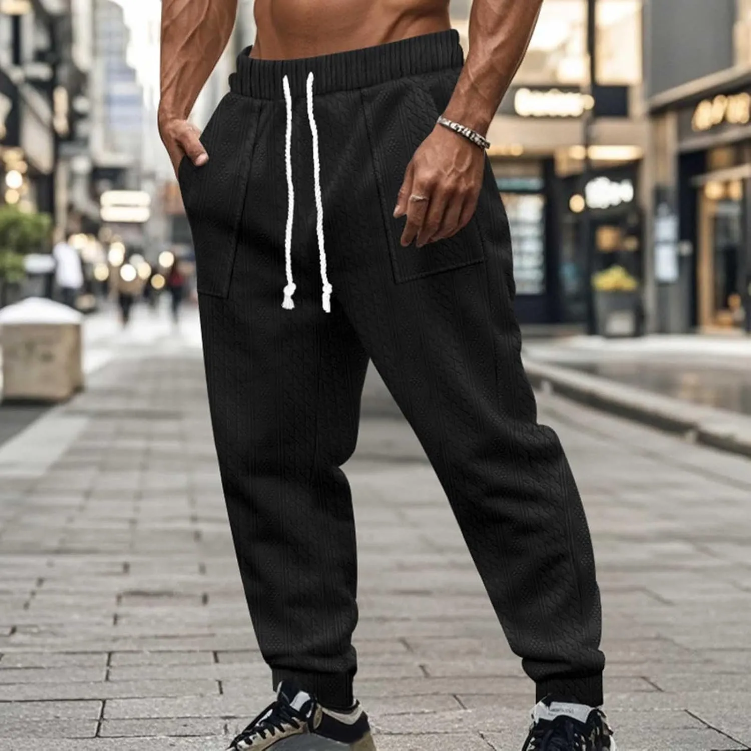 Men Slim Fit Cargo Pants Casual Outdoor Hiking Pants for Men Athletic Joggers Sweatpants Hiking Drawstring Sweatpants