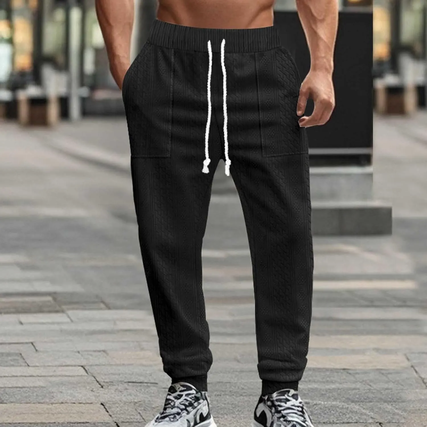 Men Slim Fit Cargo Pants Casual Outdoor Hiking Pants for Men Athletic Joggers Sweatpants Hiking Drawstring Sweatpants