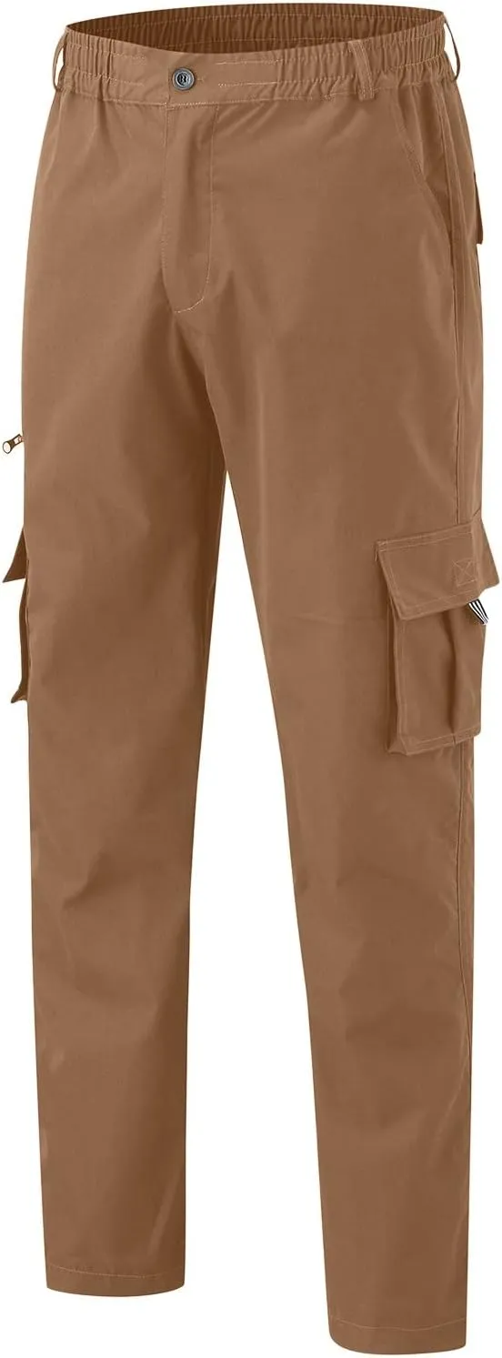 Men's Cargo Sweatpants Waist Outdoor Pants Men's Heavyweight Fleece Cargo Sweatpants Elastic Waist Drawstring Athletic